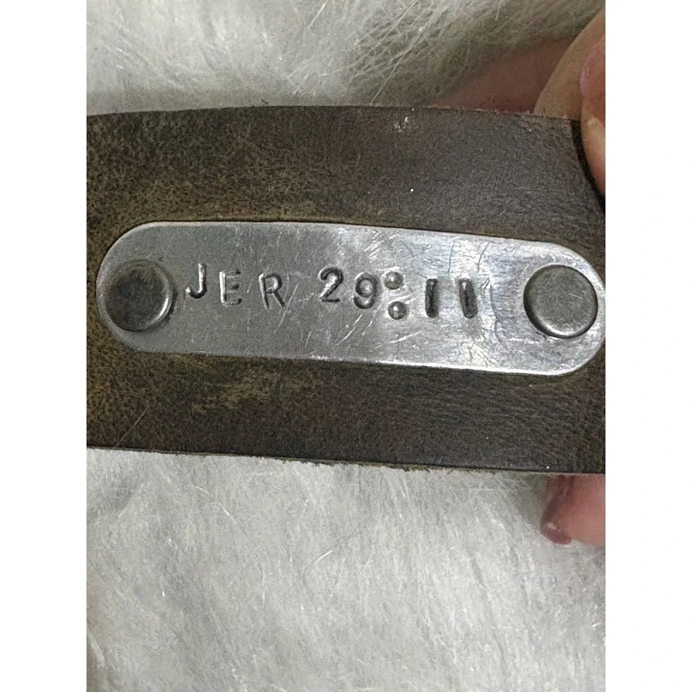 Mens Leather Cuff Bracelet JER 29: 11 Scripture Engraved‎ Silver Tone Plate Snap